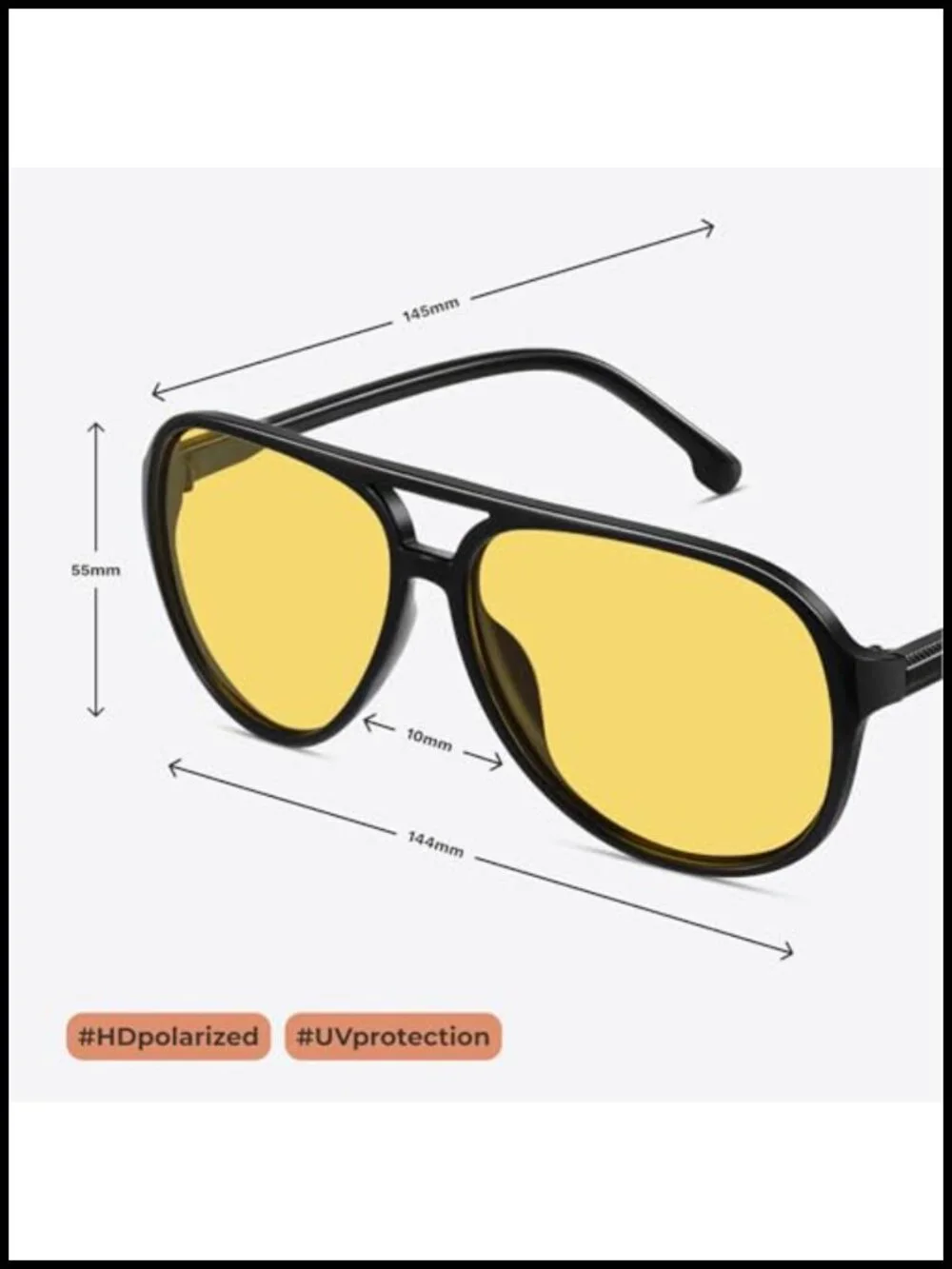 Polarized Aviator Sunglasses with UV Protection, Oversized Retro Shades